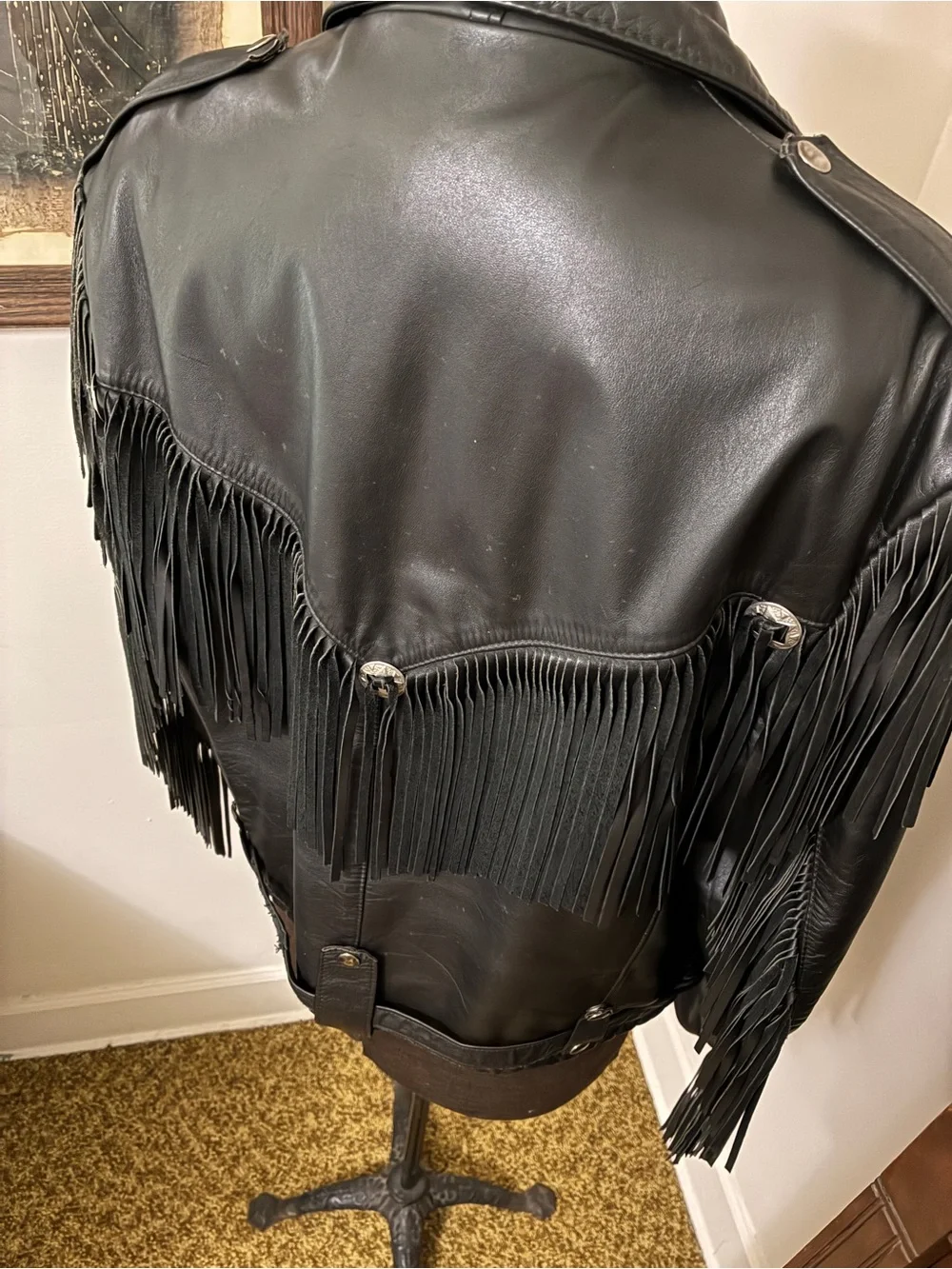Vintage Reed Sportswear Fringe Leather Jacket with Conchos